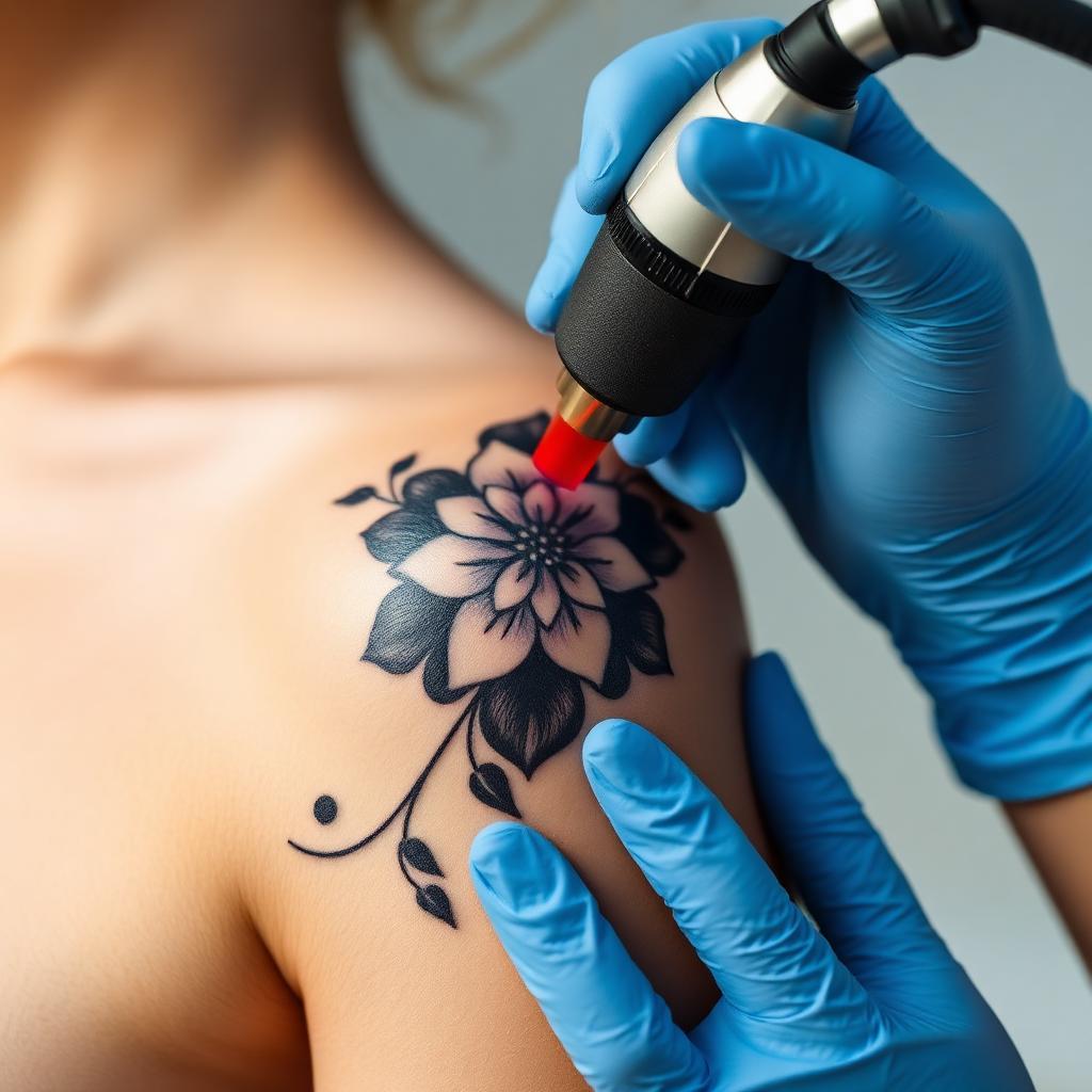 Aplicação de laser em tatuagem